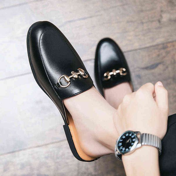 

slippers summer half shoes for men black loafers slippers patent leather casual driving shoes loafer lightweight flats sandals big size46 22