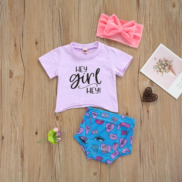 

clothing sets lovely baby girls summer casual outwear infant clothes letter printed short sleeve + elastic high waist shorts headwear, White