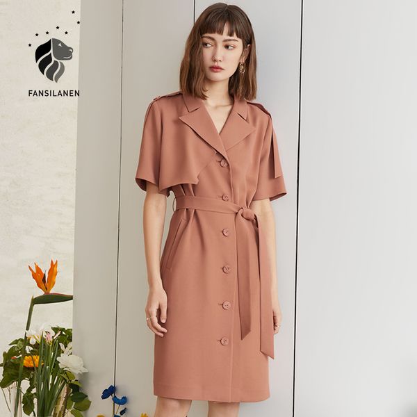 

2021fansilanen elegant office midi black blazer dress women short sleeve bandage green casual dress spring summer female dress, Black;gray