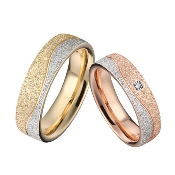 

cluster rings bicolor alliances wedding band couple for men and women proposal gold color anniversary marriage jewelry, Golden;silver