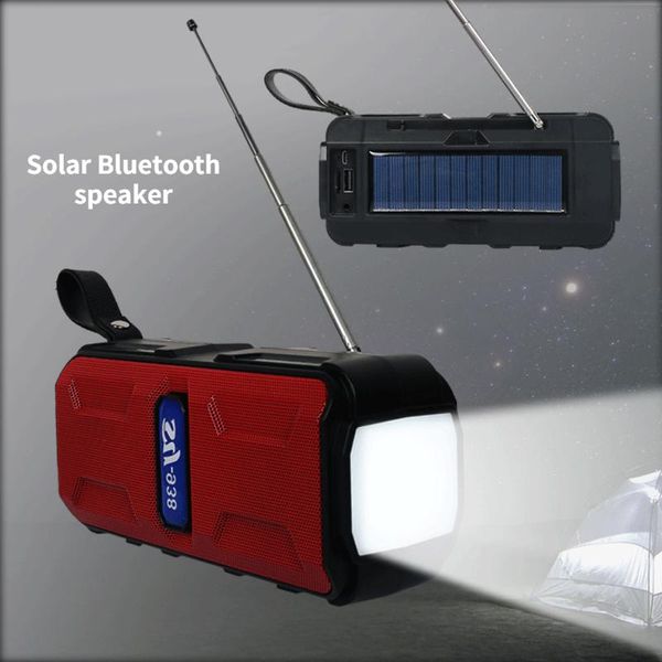 Alto-falantes portáteis Carregamento Solar Bluetooth 5.0 Lâmpada de som ao ar livre 5.1 Rádio Suporte multifuncional Speaker Cartão TF