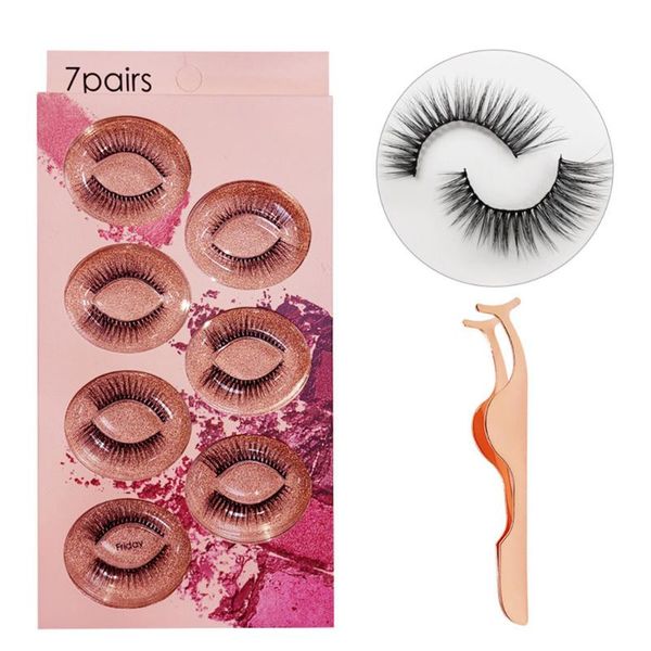 

false eyelashes 7 pairs with tweezer natural extension long faux makeup tool lightweight 3d thick charming fluffy sets