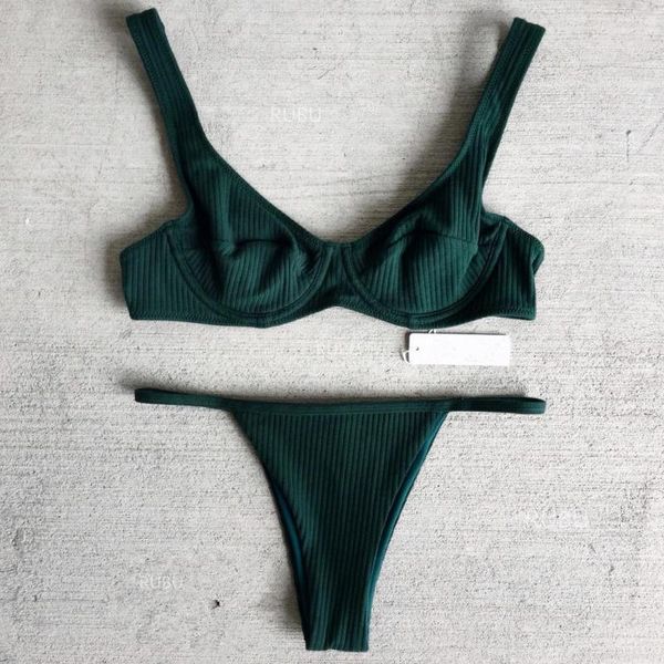 

one-piece suits swimsuit bikini set swimwear beacher white green solid color women low waist bikinis kapielowy talia conjuntos de mujer