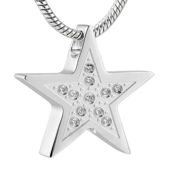 

pendant necklaces star with crystals cremation jewelry stainless steel keepsake memorial urn necklace for ashes holder, Silver