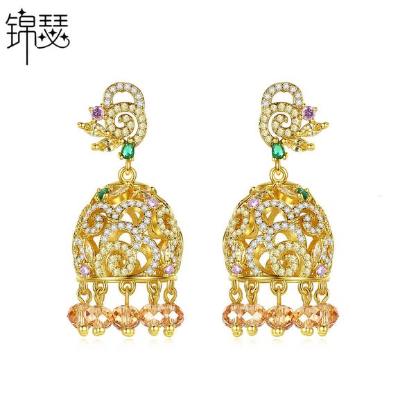 

jewelry charm stud palace earrings golden wind bells tassel court banquet folk