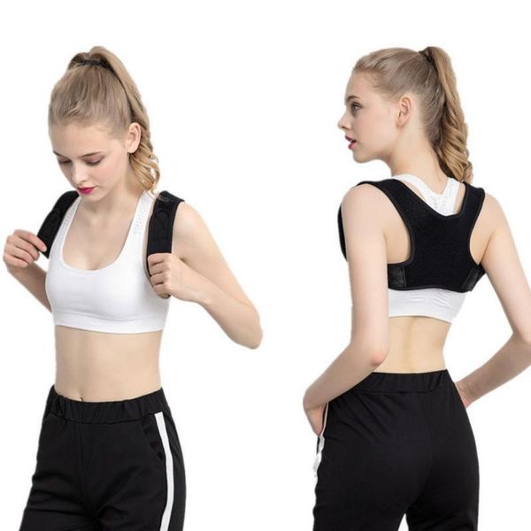

back posture braces support shoulder strap corset spine correction belt, Black;blue