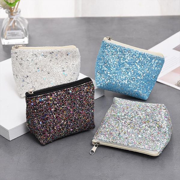 

ladys fashion cosmetic toiletry organizer bags sequins refreshing bling makeup pouch travel kit coin purse