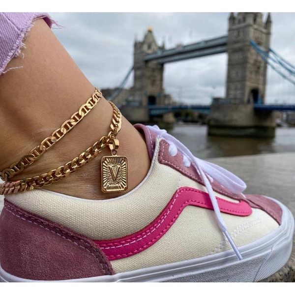 

anklets wholesale 26pcs a-z initials ankles bracelets for women gifts stainless steel leg chain alphabet letter anklet foot jewelry, Red;blue