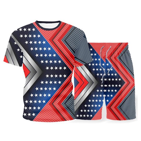 

men's tracksuits independence day printed suit short sleeve shorts t-shirt sets 2021 summer two piece simplicity sport clothes, Gray