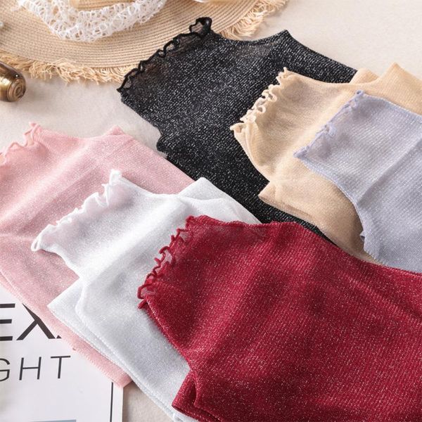 

women's blouses & shirts women 2021 spring autumn fashion see through mesh blouse female long sleeve transparent shining elegant shirt, White