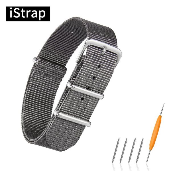 

watch bands istrap for nato buckle stainless steel black frosted watchband 18mm 20mm 22mm strap army sports nylon, Black;brown
