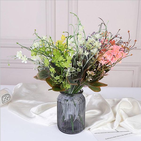 

simulation plastic flower fake grass scented snow orchid bouquet mini artificial calla with leaf lily aquatic plant decorative flowers & wre