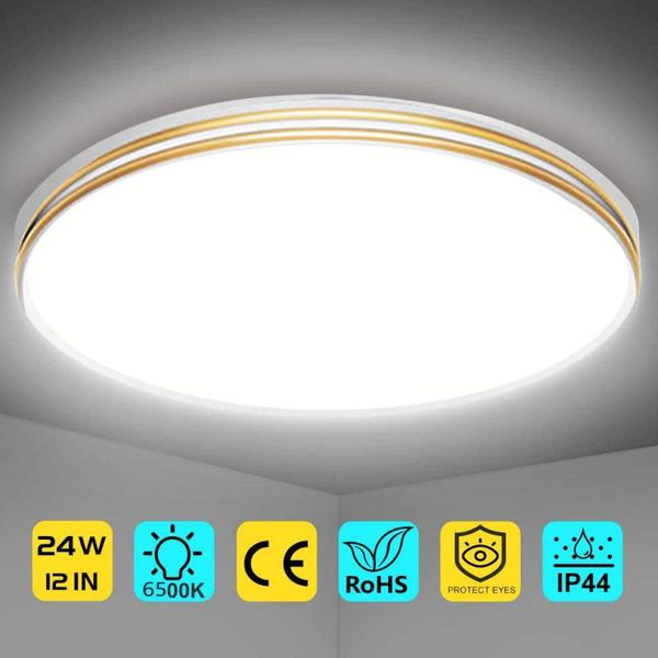 

flush mount ceiling light fixture 6500k 24w flat modern round lighting white lamp for kitchen stairwell bedroom lights