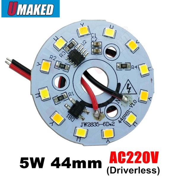 

bulbs 5w 44mm ac220v dimming pcb panel board, driverless led with integrated ic driver, three light mode for bulb