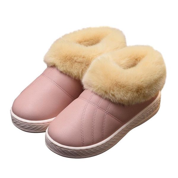

slippers 2021 women snow boots winter warm fur ankle couple thick sole cotton shoes woman flats waterproof anti-skid boot yyj240, Black