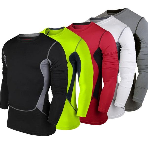

gym clothing men sports compression fit long sleeve t-shirt jersey base layer, White;black