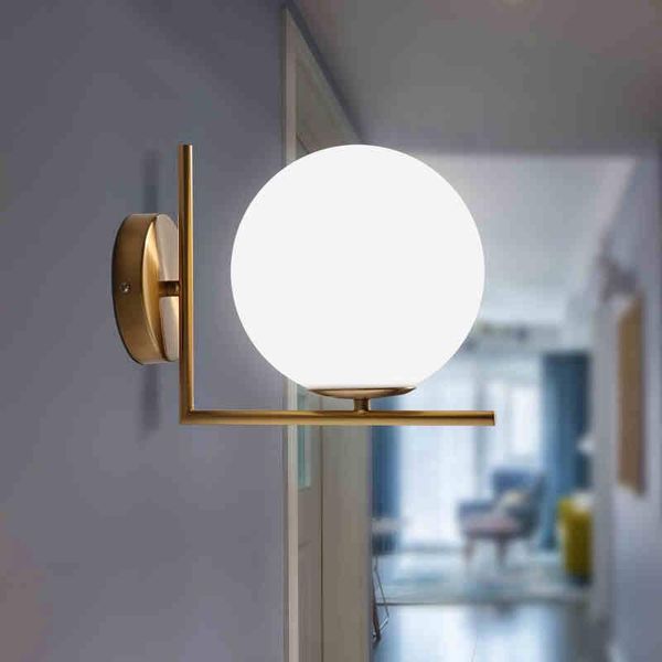 

wall lamps modern led lamp sconce for living room bedroom light iron body glass lampshade bathroom retro home lighting