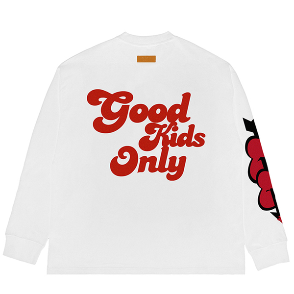 

men's t-shirts good kids only letter print arrow heart color block long sleeve tshirts mens retro japanese crew neck oversized casual t, White;black