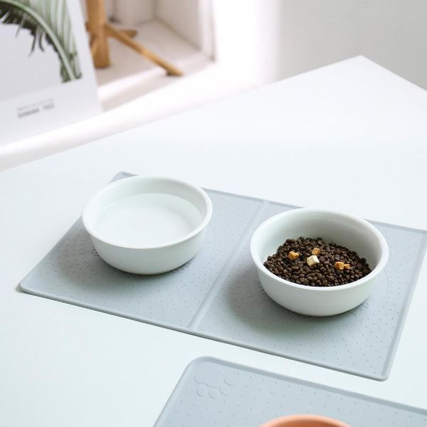 

pet mat for dog cat solid color waterproof silicone pad bowl drinking feeding placemat easy washing #p028 kennels & pens