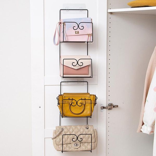 

hooks & rails shelves for bags behind the door wardrobe racks multi-layer wall creative bag storage hangers