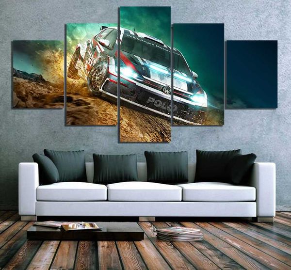 

wall art canvas paintings modular 5 panel dirt rally game car pictures prints poster home decor for living room framework