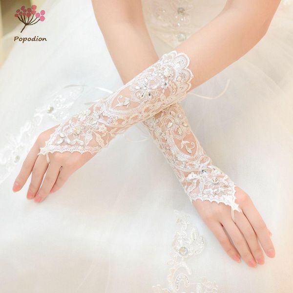 

bridal gloves white lace fingerless woman wedding accessories for brides was10001