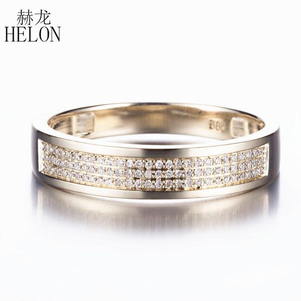 

cluster rings helon 5.5mm band real 10k yellow gold fashionable valentine natural diamonds ring engagement wedding trendy fine jewelry, Golden;silver