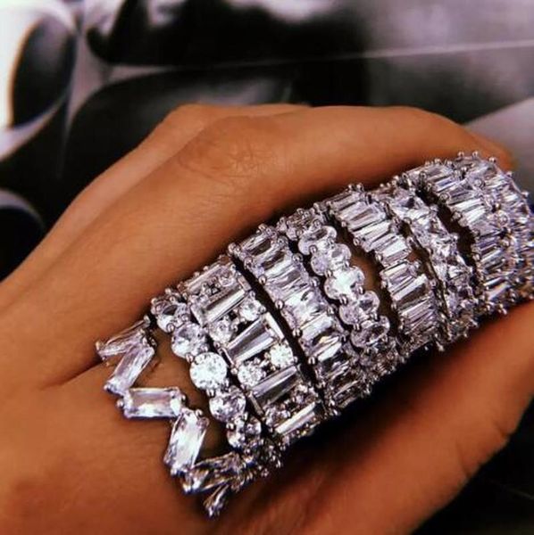 

cluster rings fashion fine engagement eternity promise ring diamond925 sterling silver statement wedding band for women men jewelry gift, Golden;silver
