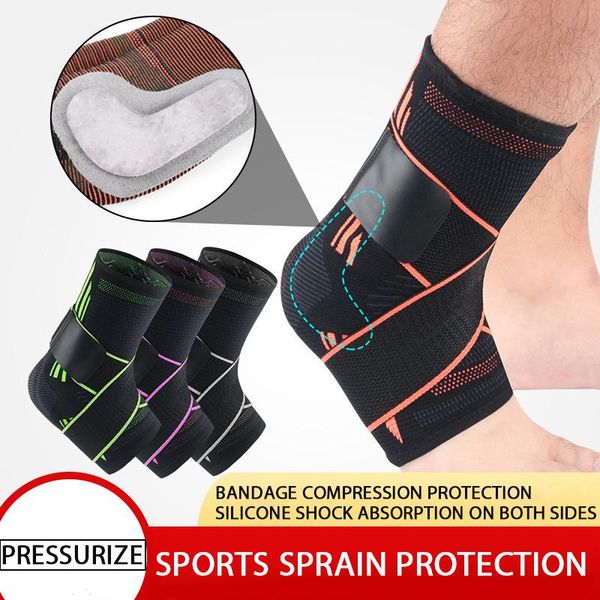 

ankle support 1pc 3d pressurized pad sleeve pressure anti-spinning elastic breathable protection foot bandage, Blue;black
