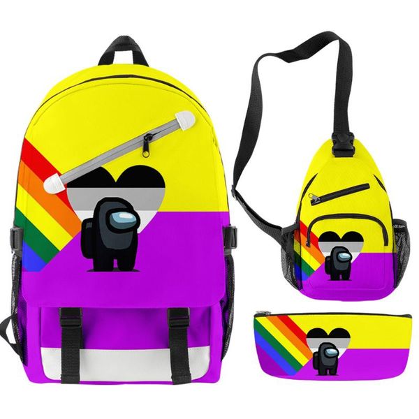 

backpack 3pcs/set am on g us children boys girls schoolbag teenager students oxford waterproof men laptop