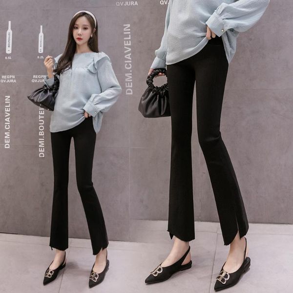 

maternity bottoms 83061# pants spring autumn slimming elastic waist belly support leggings trousers, White