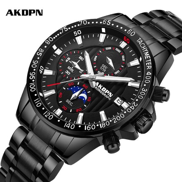 

wristwatches akdpn 2021 quartz men watches steel band fashion waterproof sport chronograph male clock relogio masculino, Slivery;brown