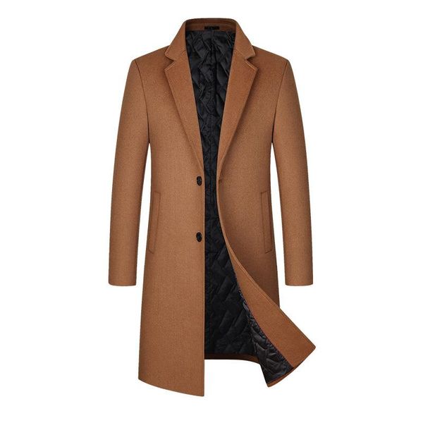 

men's wool & blends 2021 arrival winter trench coat for men, Black