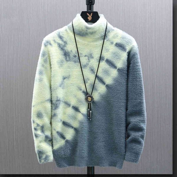 

men's sweaters ldkvgsu new men's sweater winter casual knitted hip hop warm printing turtleneck high imitation vison man's o, White;black
