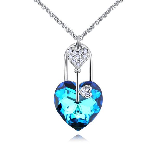

pendant necklaces austria crystal necklace secret love lock key, Silver