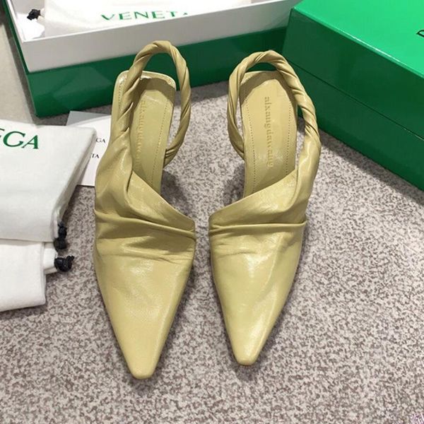 

french bag-head shoes heeled heels retro wisp empty sandals tripping with bala leather flat women slippers, Black