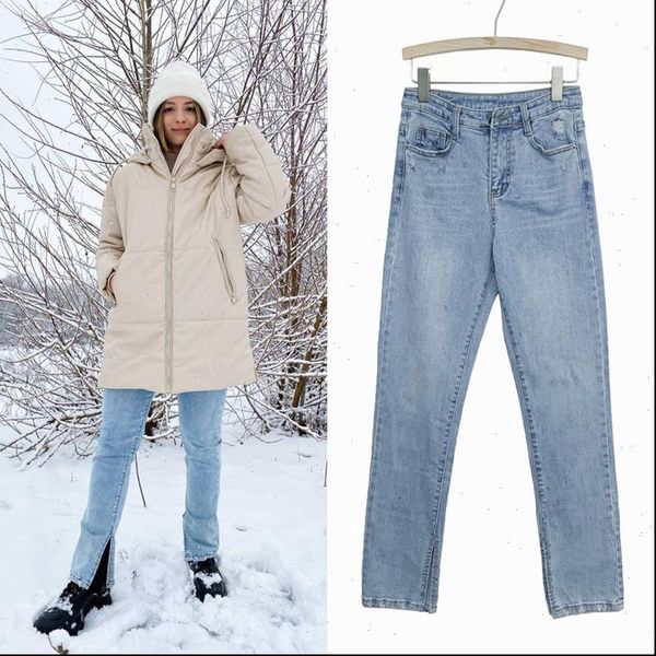 

high waist harem pants split womens jean long bottom blue boyfriend streetwear