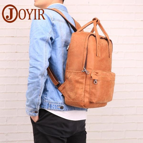 

backpack joyir men's genuine leather man shoulder bag 14" laptravel retro fashion male