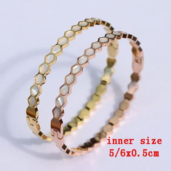 

bangle gold plated titanium steel stainless bracelet set with white nacrem, Black
