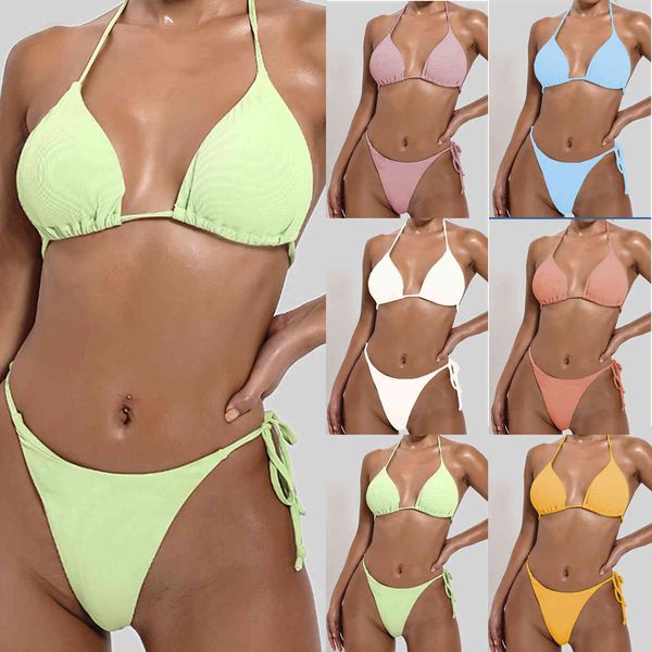 

bikini 2020 new pure color mini fresh swimsuit for women y1033, White;black
