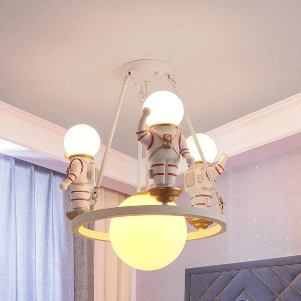 

chandeliers minimalism white astronaut hanging lamp e14 ceiling suspension led for children boy girl room light decoration