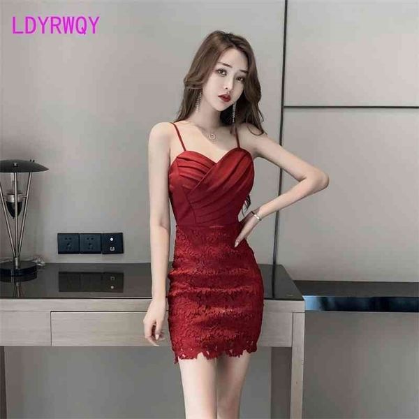 

ldyrwqy condole fashionable low breast of south korea in summer takes tight lace dress office lady 210416, Black;gray