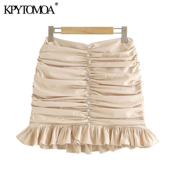 

women chic fashion appliques ruffled pleated mini skirt high waist back zipper female skirts mujer 210420, Black