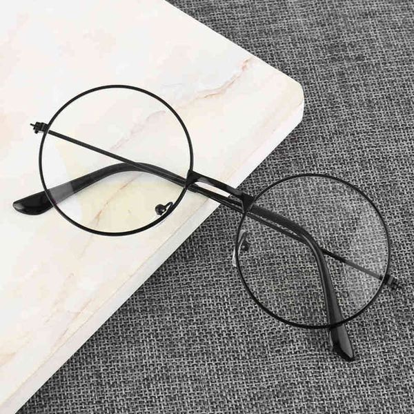 

small round frame women's literature and art ultra light anti blue glasses, men's flat lens, circular lens