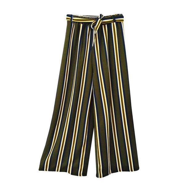 

women's pants & capris 2021 women fashion loose stripe trousers high waist broad leg female elegant casual, Black;white
