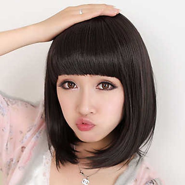 

wig fashion long head short trim face bobo hair cover, Black