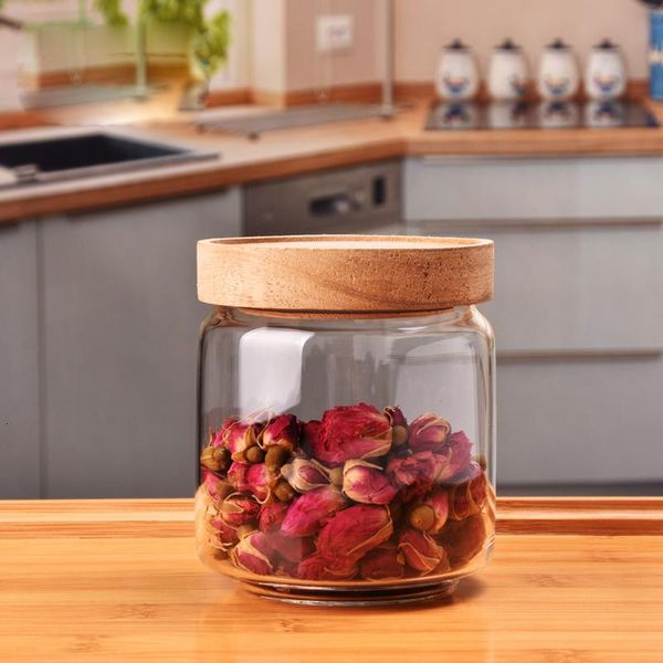 

storage bottles & jars wood cover glass food container wolfberry coffee bean bottle mason jar candy spice organizer box