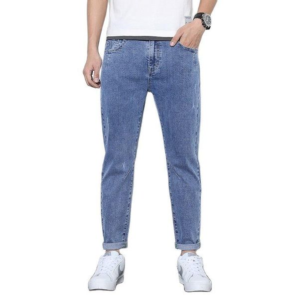 

men's jeans 2021 stretch regular-fit business casual classic style fashion denim trousers straight jeans/ men pants, Blue