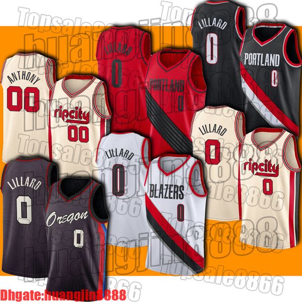 

trailblazers 2021 damian 0 lillard jersey carmelo 00 anthony jerseys, Black;red