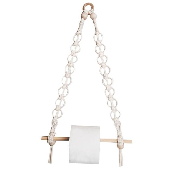 

hanging rope toilet paper holder roll macrame storage rack wall shelves hand-woven decoration kitchen & organization